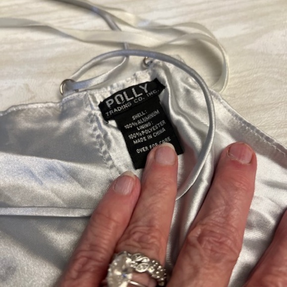 Polly metal silver aluminum mesh  back lace halter top - partially lined - Picture 3 of 4